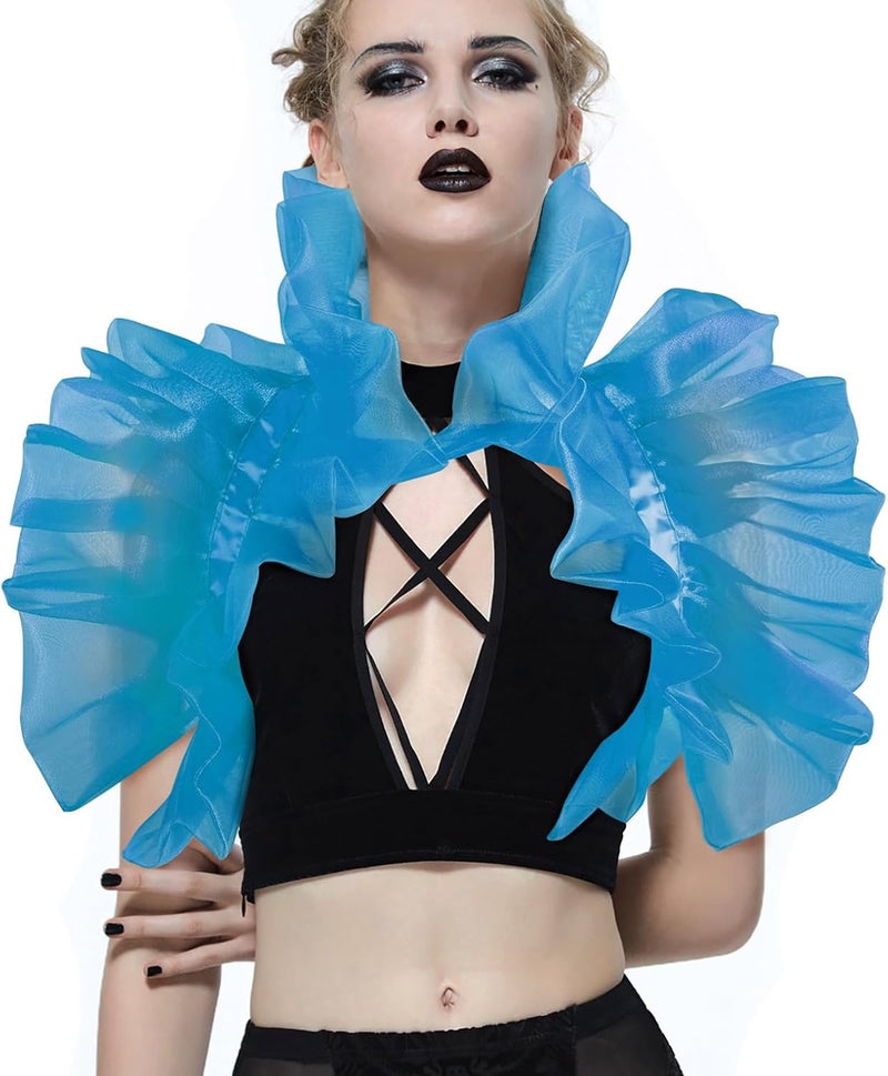 UQJE Victorian Natural Feather Shawl Shrug Shoulder Wrap Gothic Collar Costume Accessories - Image 1
